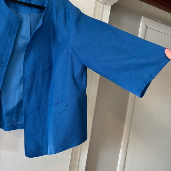 Talbots Blazer Women’s Size 22W Blue 100% Linen Career - Picture 3 of 9